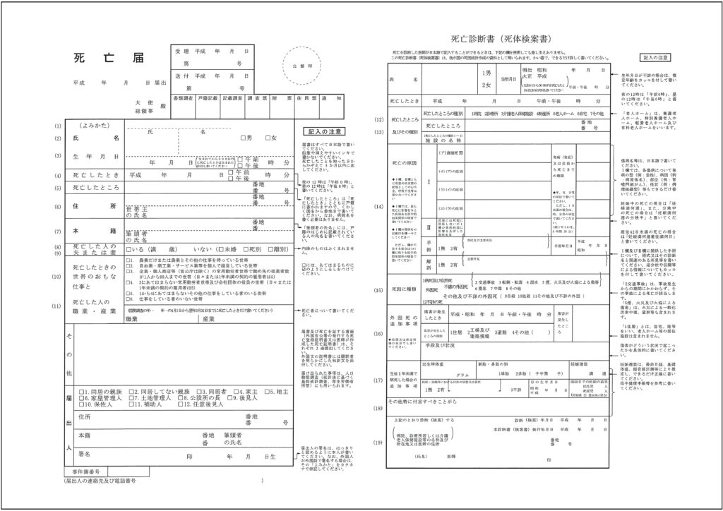 【死亡届と死亡診断書】の書き方と手続き。事前の準備とは