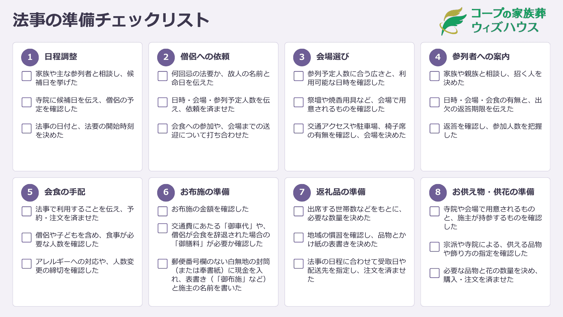 法事をおこなうまでに準備すること