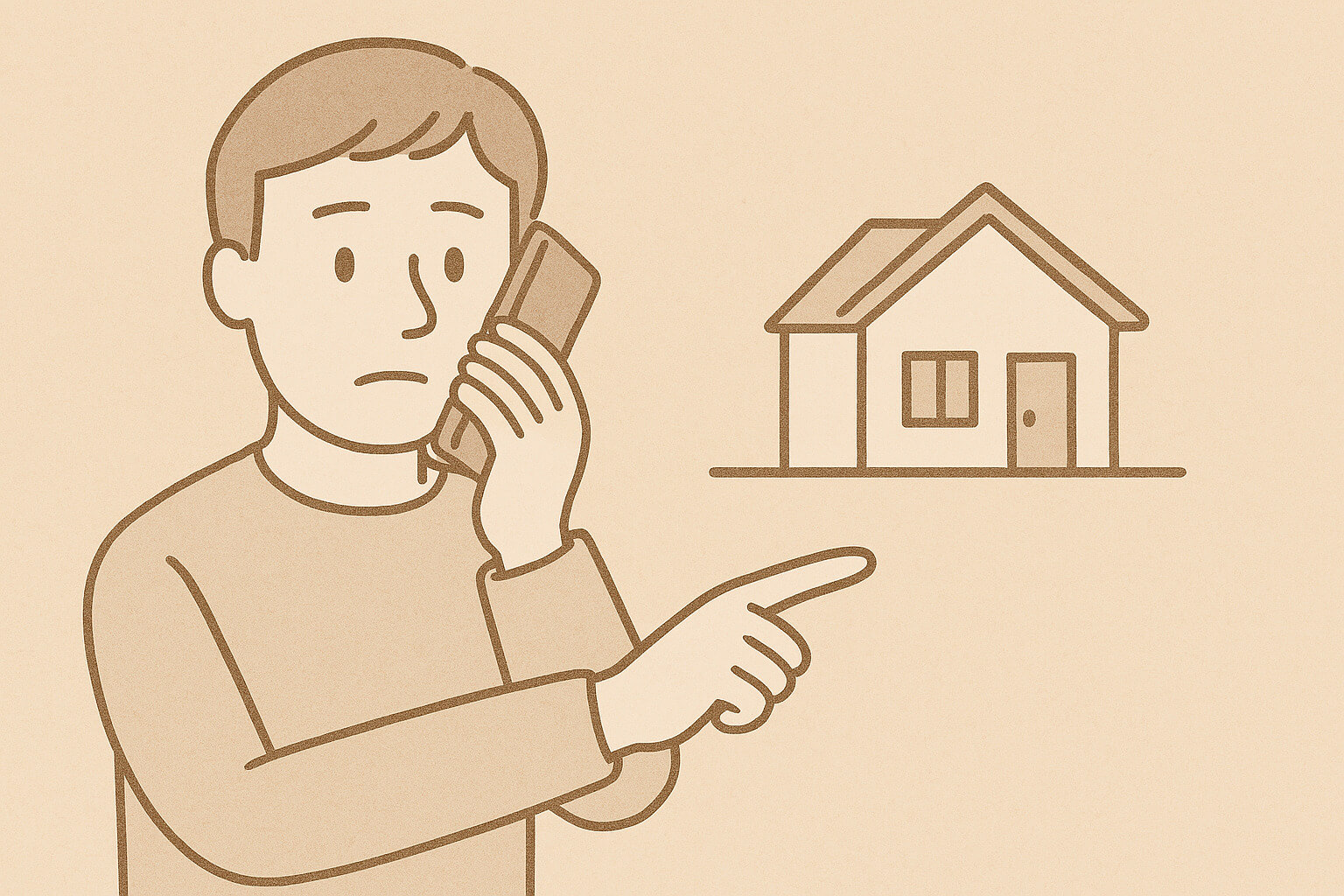 安置場所を家にしようと考えている男性のイラスト