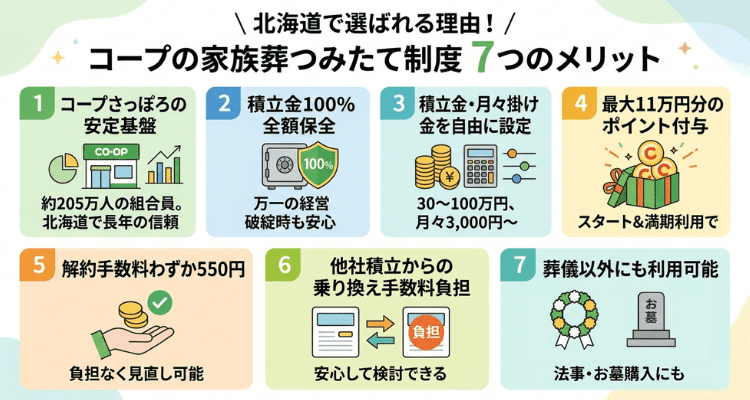 「コープの家族葬つみたて制度」は複数のメリットあり
