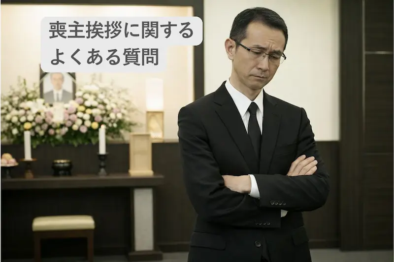 喪主挨拶について考えている50代男性の画像