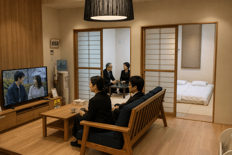 コープの家族葬ウィズハウス 手稲前田 リビングで休憩の様子